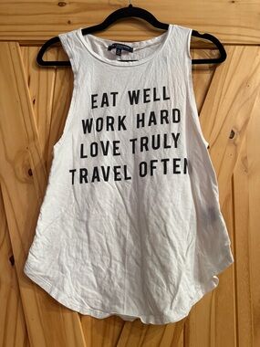 one clothing White Graphic Muscle Tank with Motivational Text
